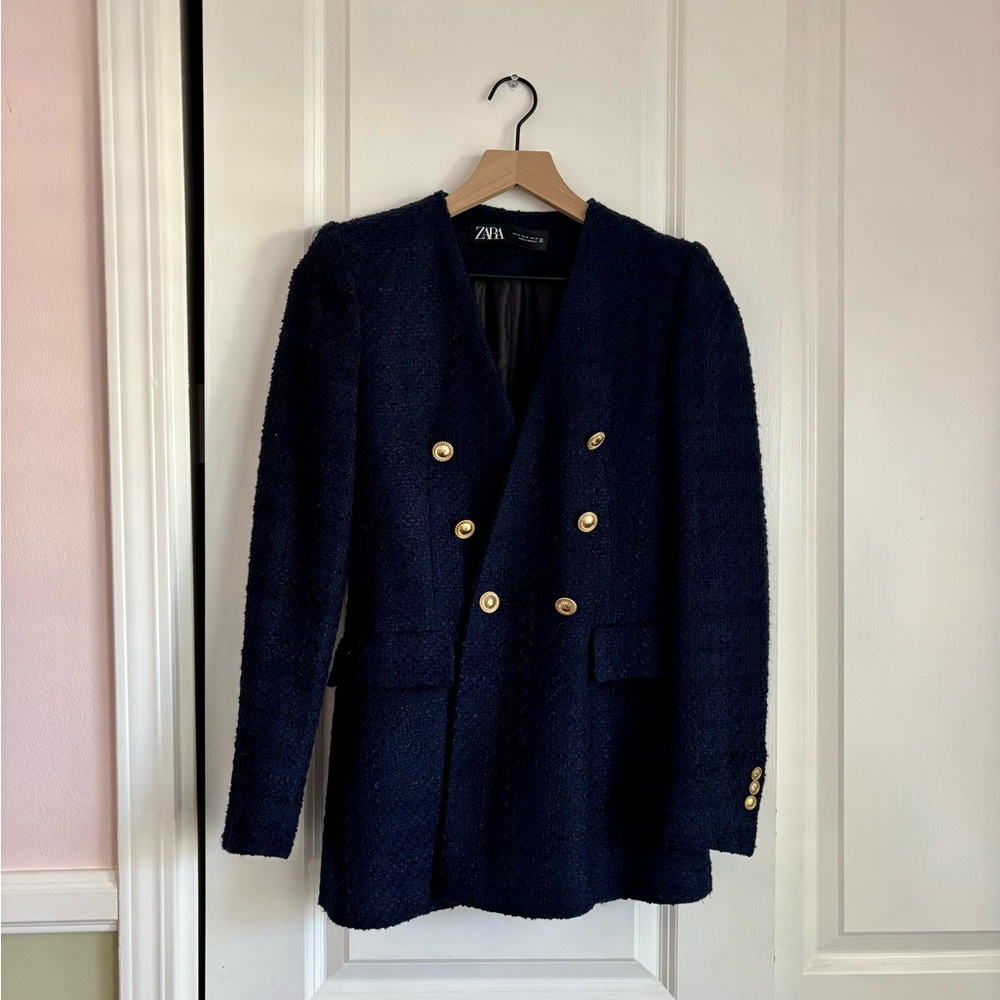 NWT Zara Navy Blazer with Gold Buttons